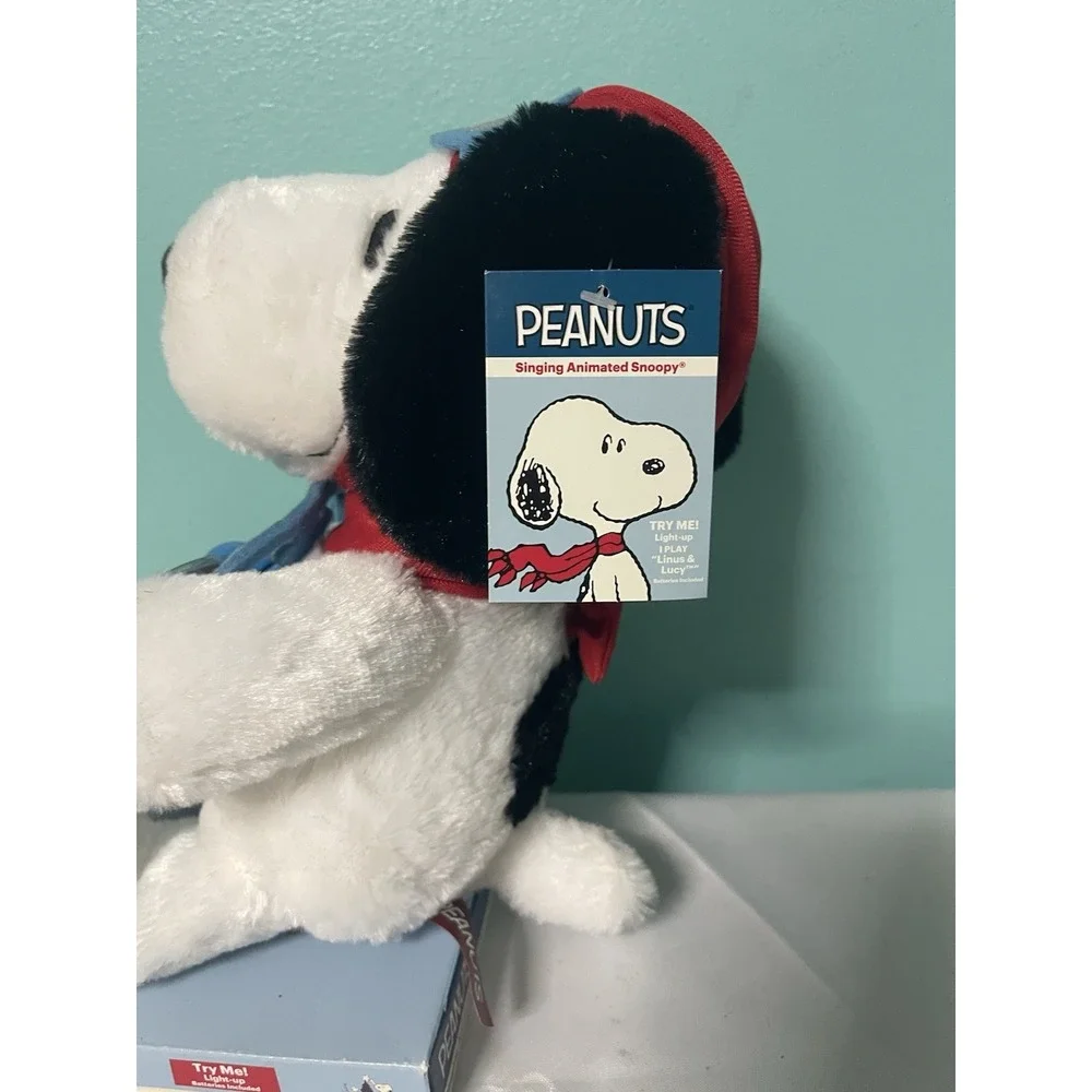 Peanuts Animated Musical Aviator Snoopy Lights Up Propeller & Plays Linus & Lucy